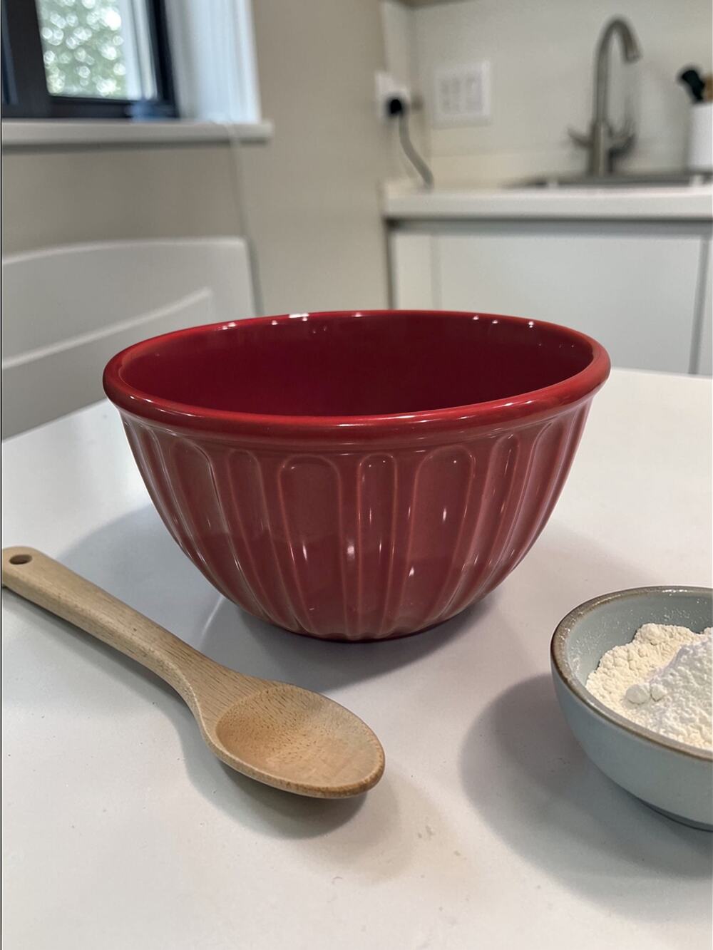 Vintage Chantal Ceramic Red Classic Vertical Fluted Serving /Mixing Bowl